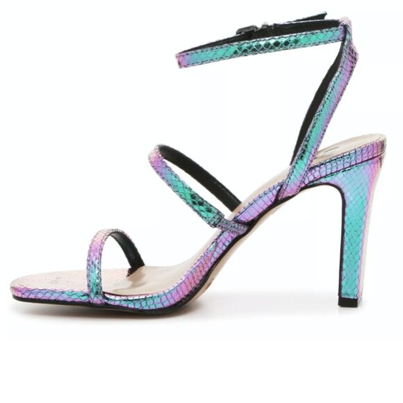 Mix No. 6 Shoes - LIKE NEW Mix No. 6 Aliciana Iridescent Purple Snake Heeled Sandal SZ 10
